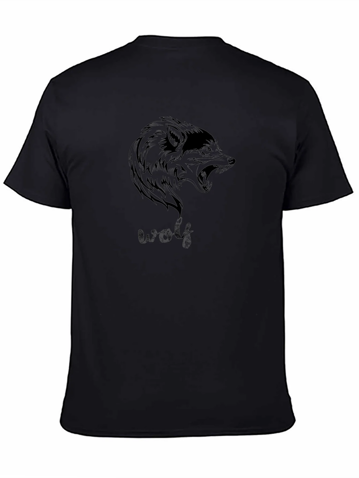 Wolf Graphic Print Mens Black T-Shirt product image 1