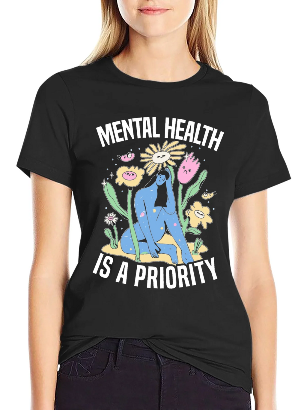 Mental Health Priority T-Shirt - Unisex Black Tee product image 2