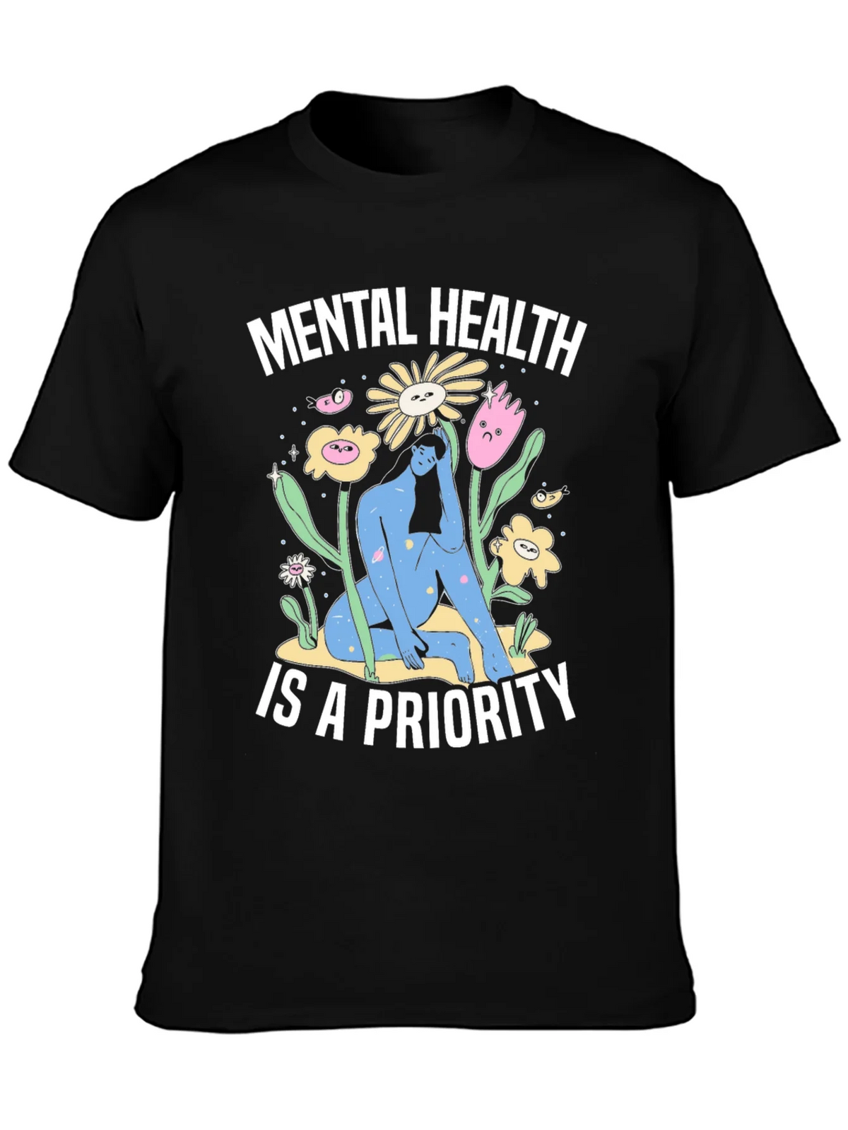 Mental Health Priority T-Shirt - Unisex Black Tee product image 3