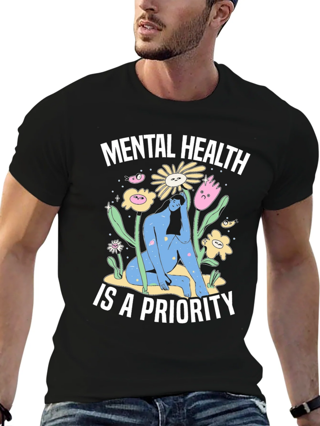Mental Health Priority T-Shirt - Unisex Black Tee product image 6