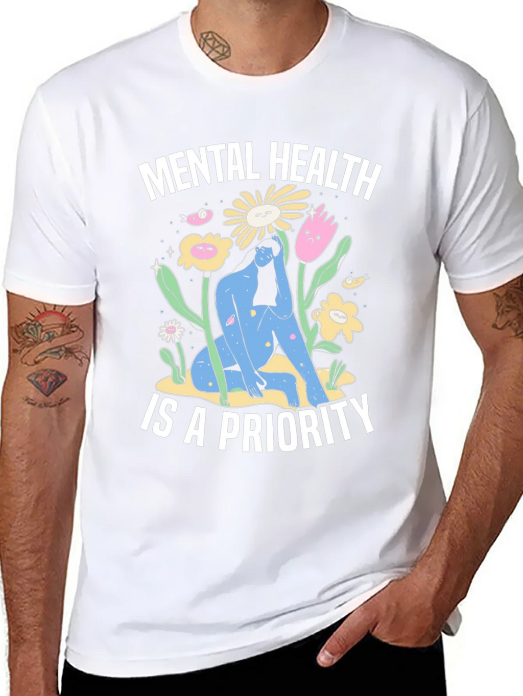 Mental Health Priority T-Shirt - Unisex Black Tee product image 7