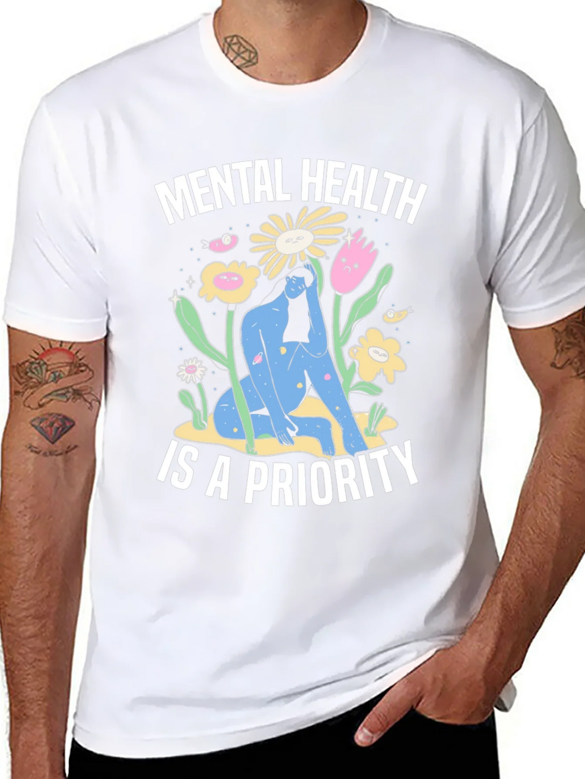 Mental Health Priority T-Shirt - Unisex Black Tee product image 7