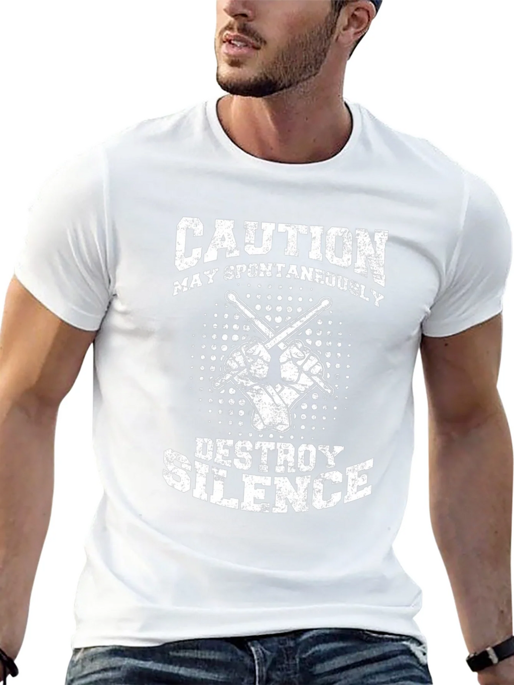 Caution May Spontaneously Destroy Silence Black T-Shirt product image 12