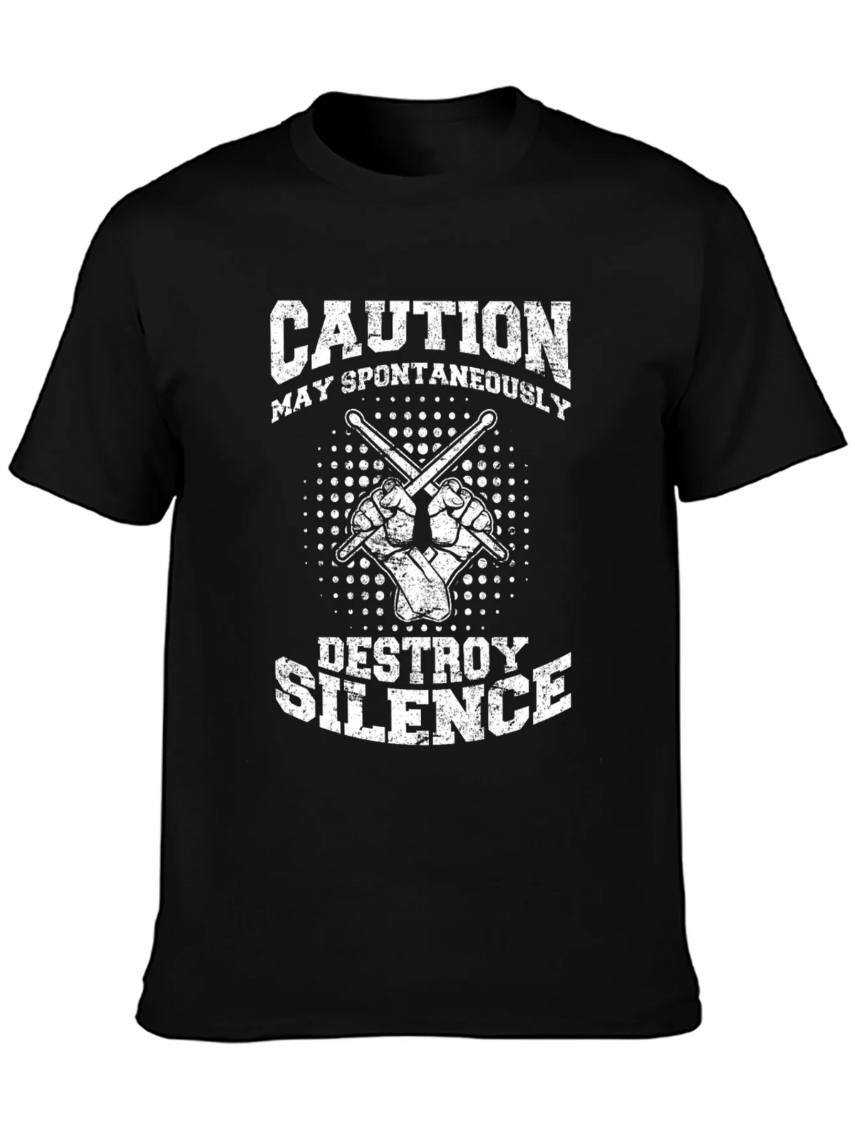 Caution May Spontaneously Destroy Silence Black T-Shirt product image 3
