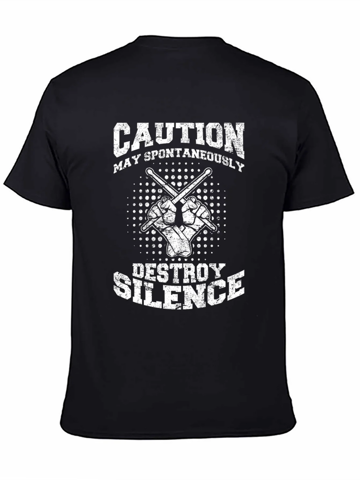 Caution May Spontaneously Destroy Silence Black T-Shirt product image 4