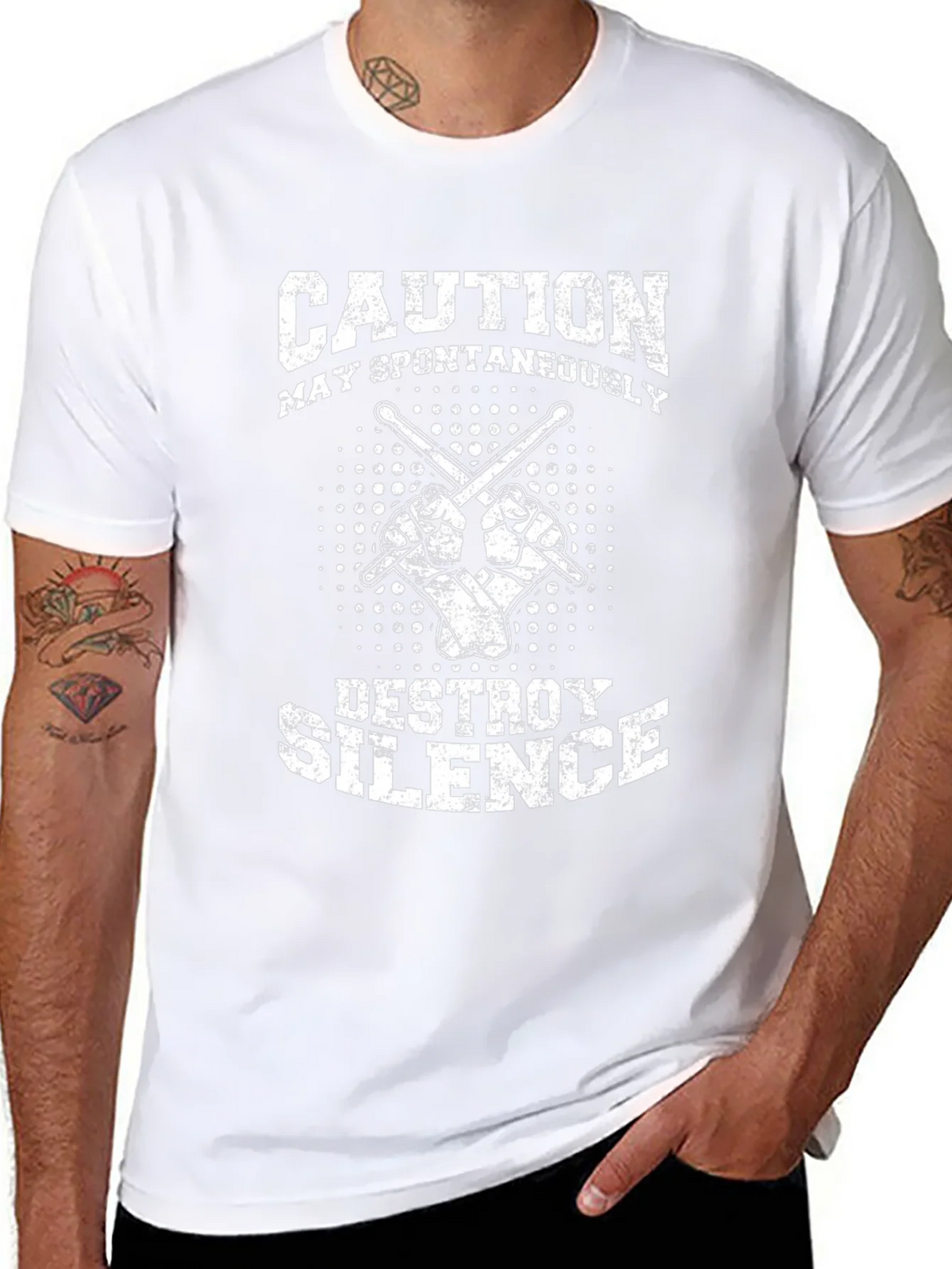 Caution May Spontaneously Destroy Silence Black T-Shirt product image 7