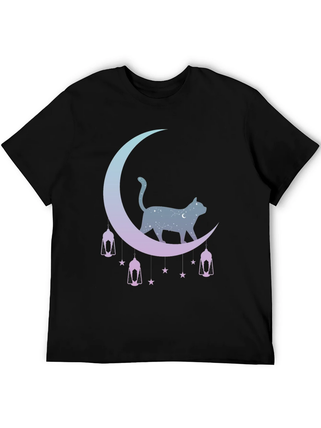 Celestial Cat Moon Graphic Tee - Black product image 5