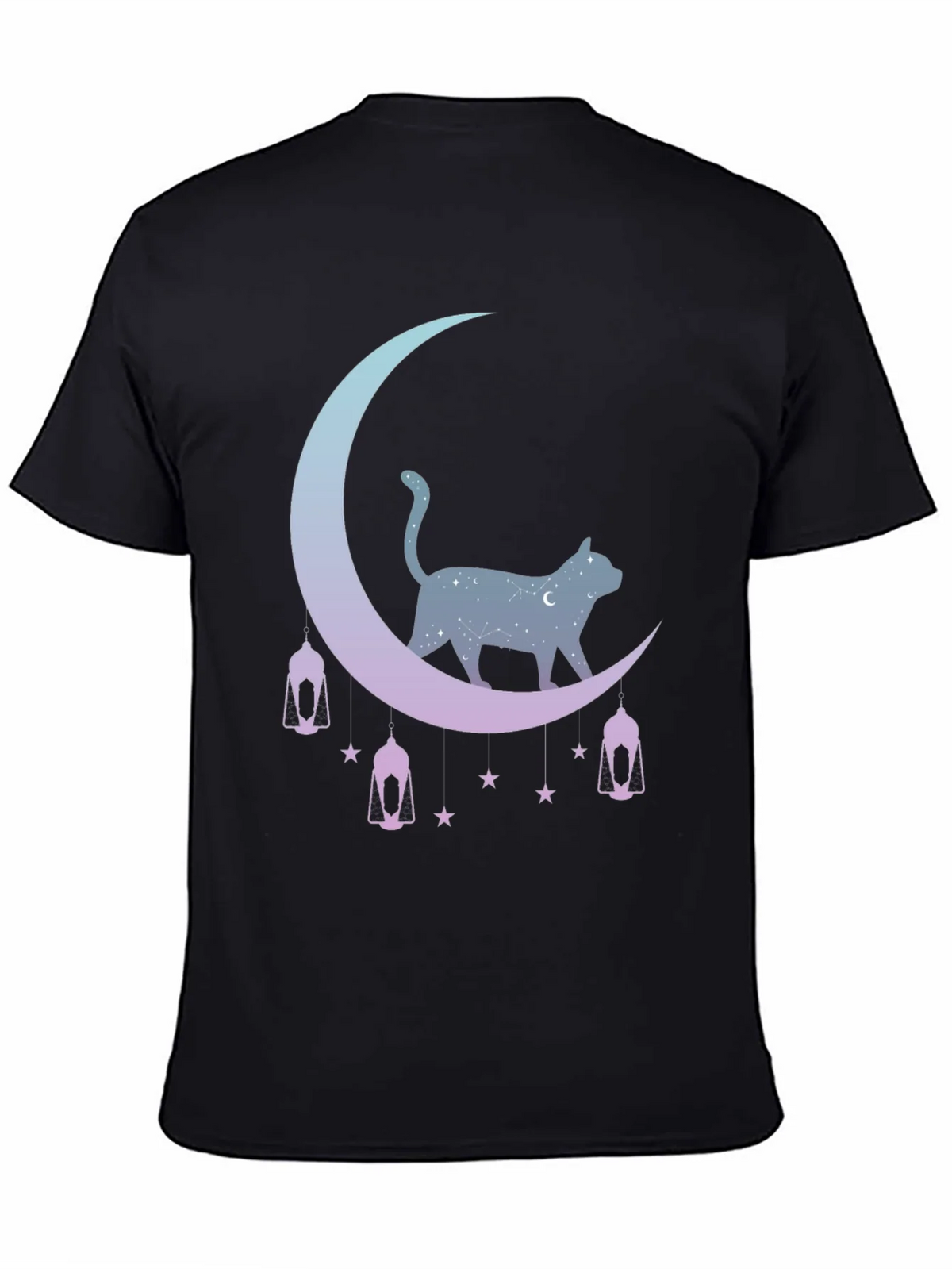 Celestial Cat Moon Graphic Tee - Black product image 4