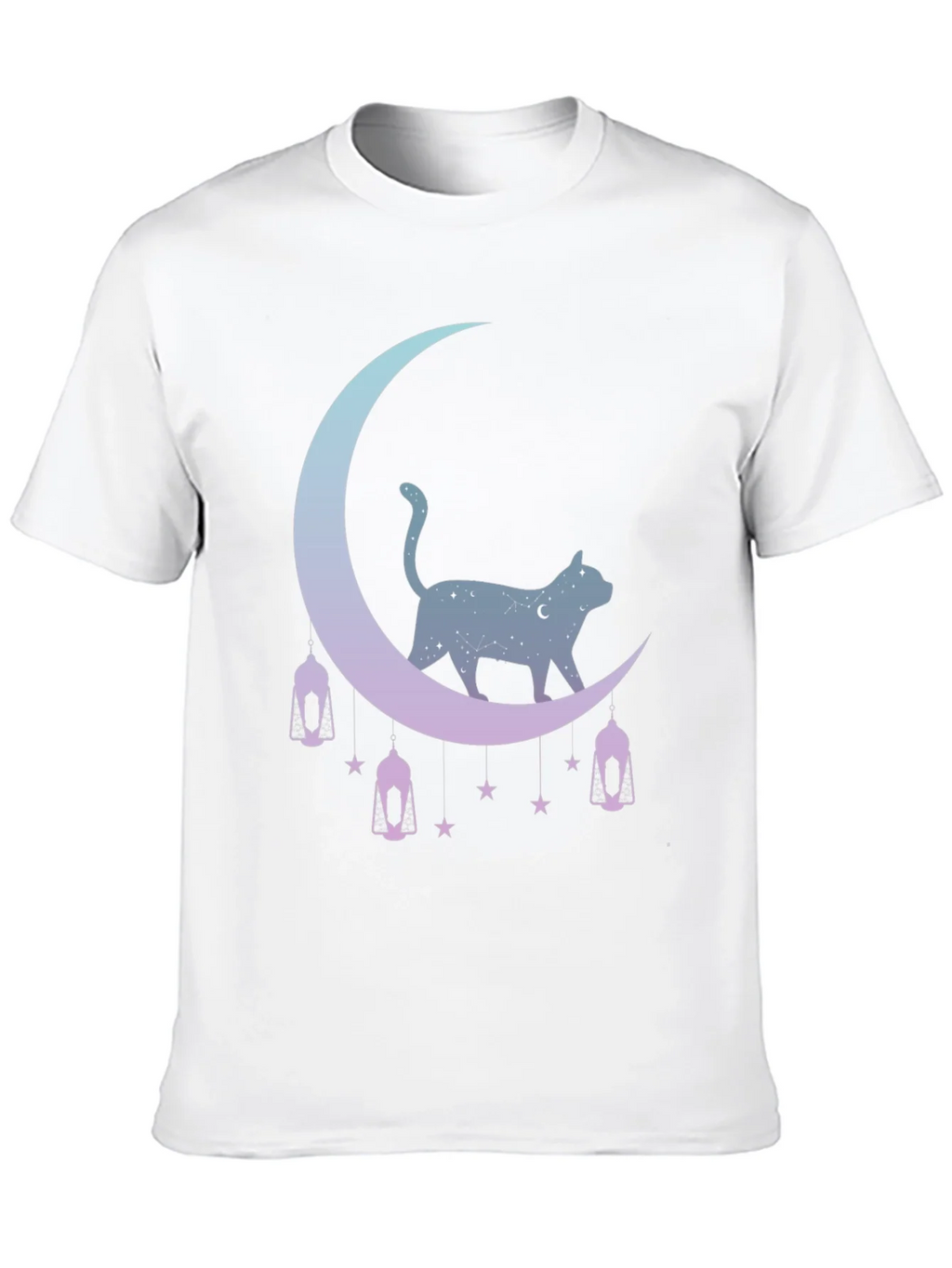 Celestial Cat Moon Graphic Tee - Black product image 9
