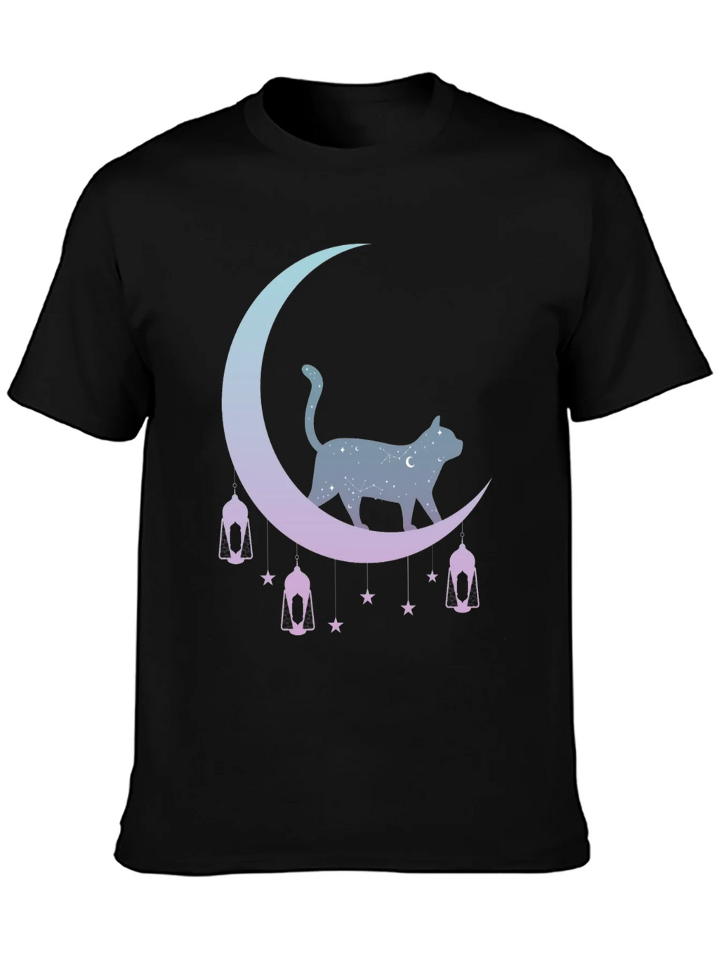 Celestial Cat Moon Graphic Tee - Black product image 3