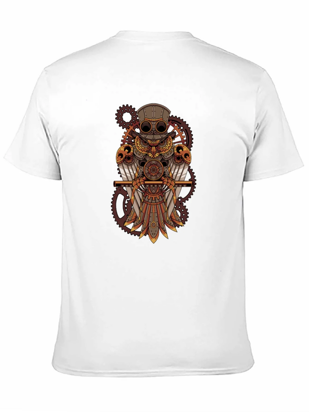 Steampunk Owl Graphic Tee - Mechanical Bird Design