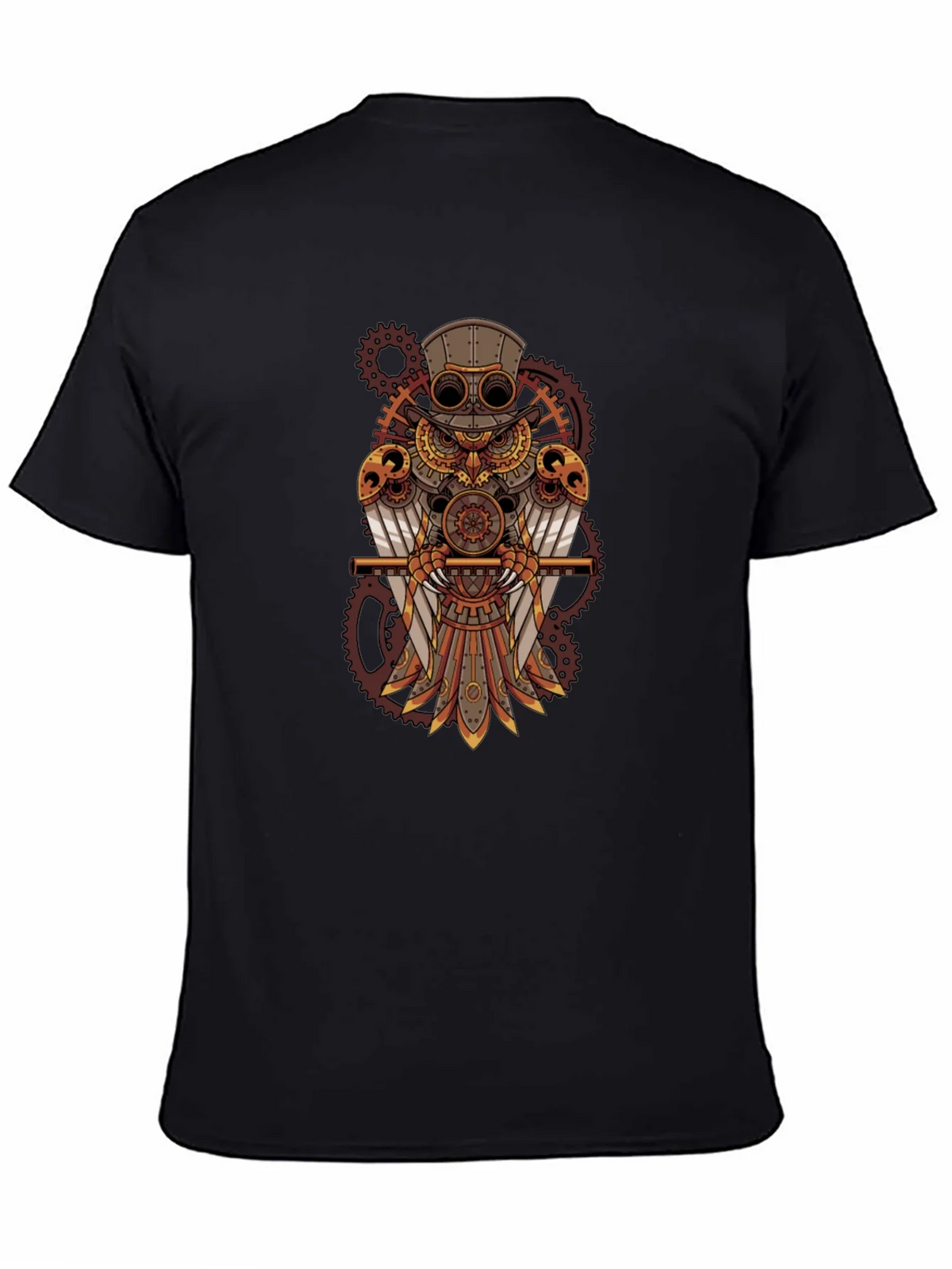 Steampunk Owl Graphic Tee - Mechanical Bird Design