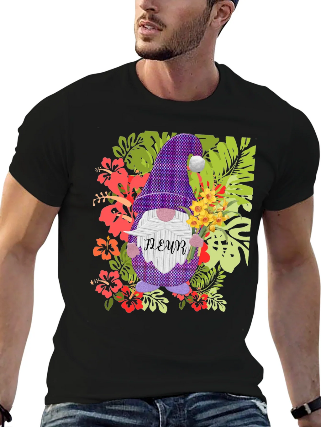 Gnome Fleur Graphic T-Shirt - Floral Garden Design product image 6