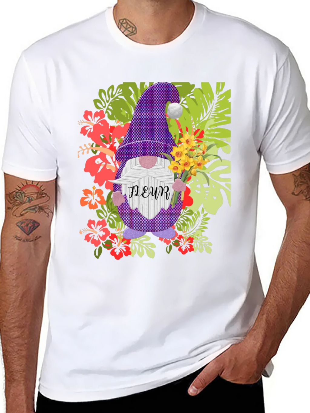 Gnome Fleur Graphic T-Shirt - Floral Garden Design product image 7