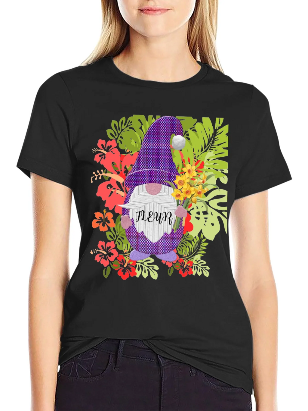 Gnome Fleur Graphic T-Shirt - Floral Garden Design product image 2