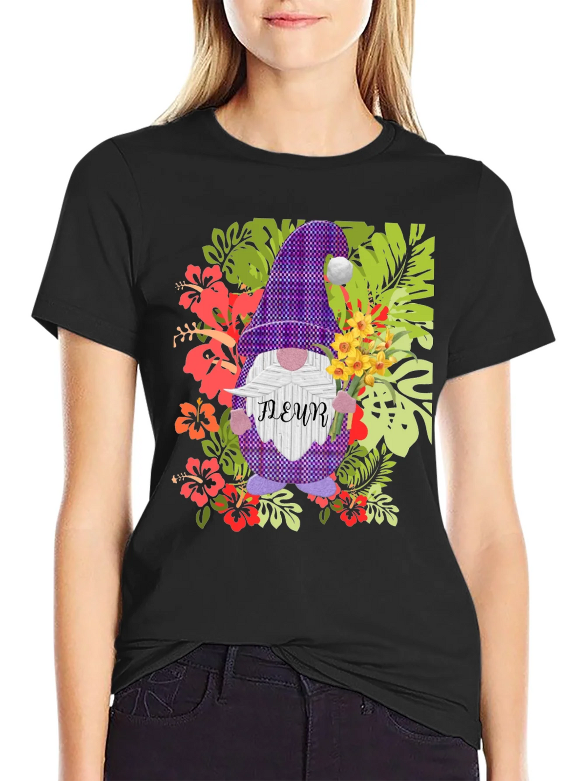 Gnome Fleur Graphic T-Shirt - Floral Garden Design product image 2