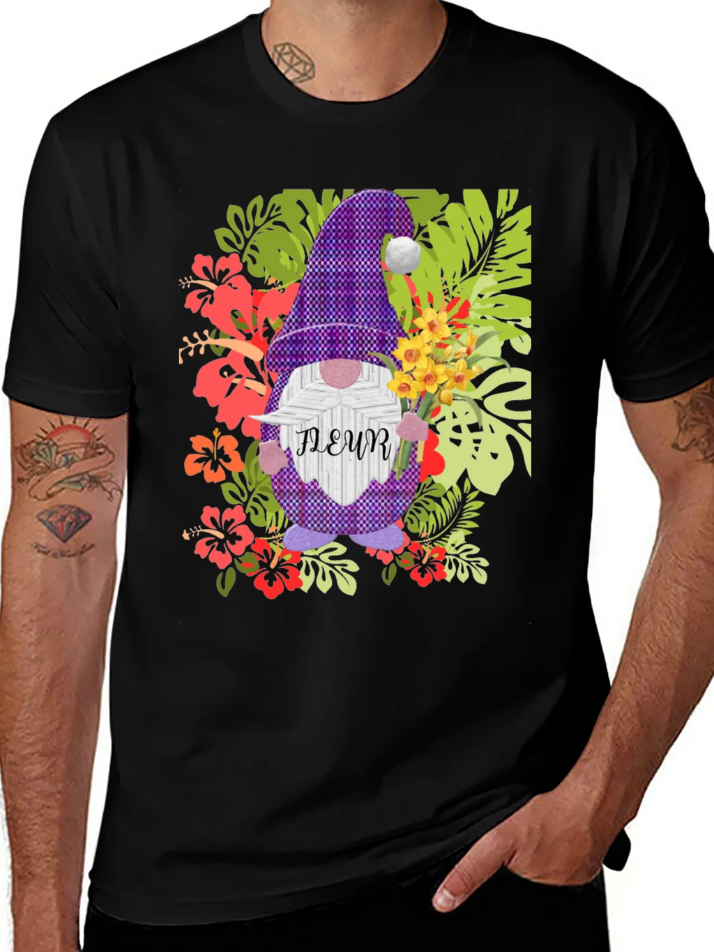 Gnome Fleur Graphic T-Shirt - Floral Garden Design product image 1