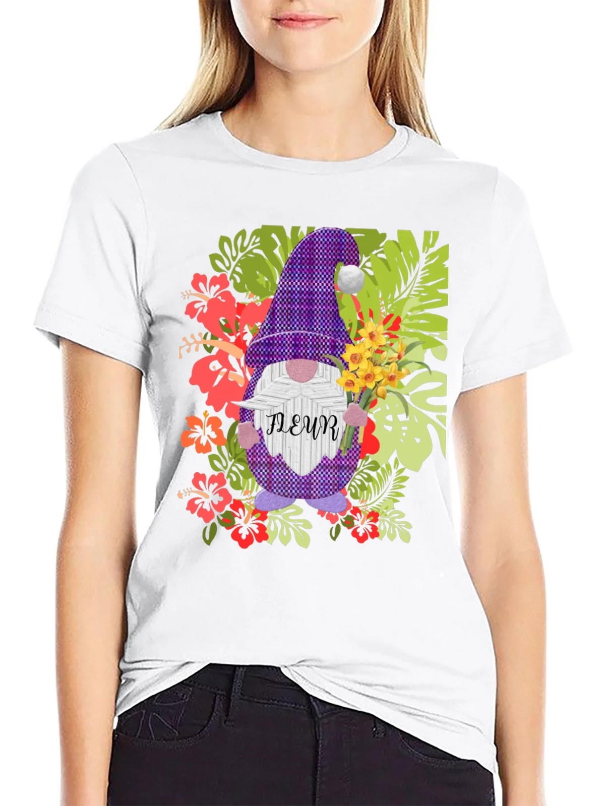 Gnome Fleur Graphic T-Shirt - Floral Garden Design product image 8