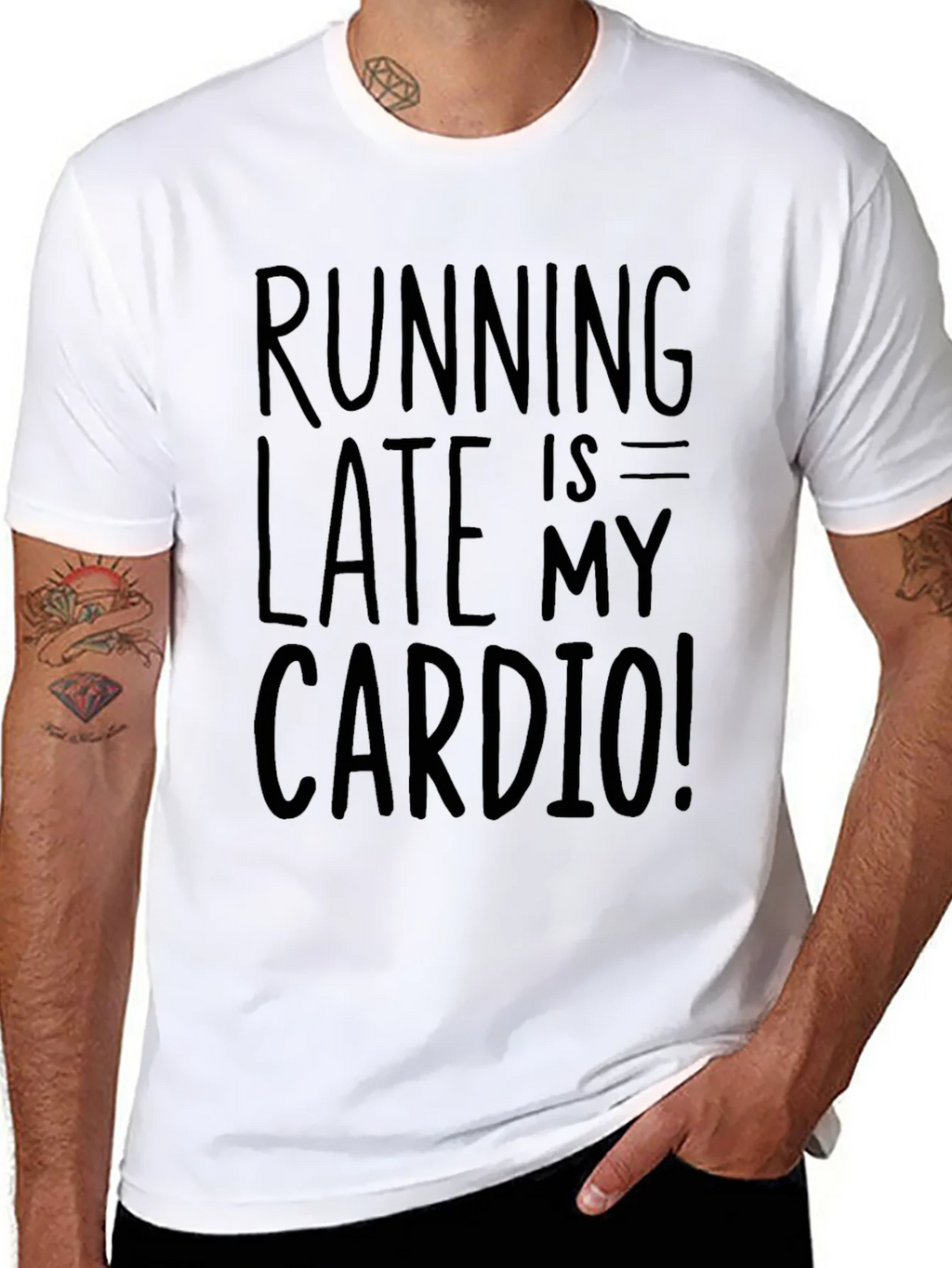 Running Late is My Cardio Black Graphic Tee product image 7