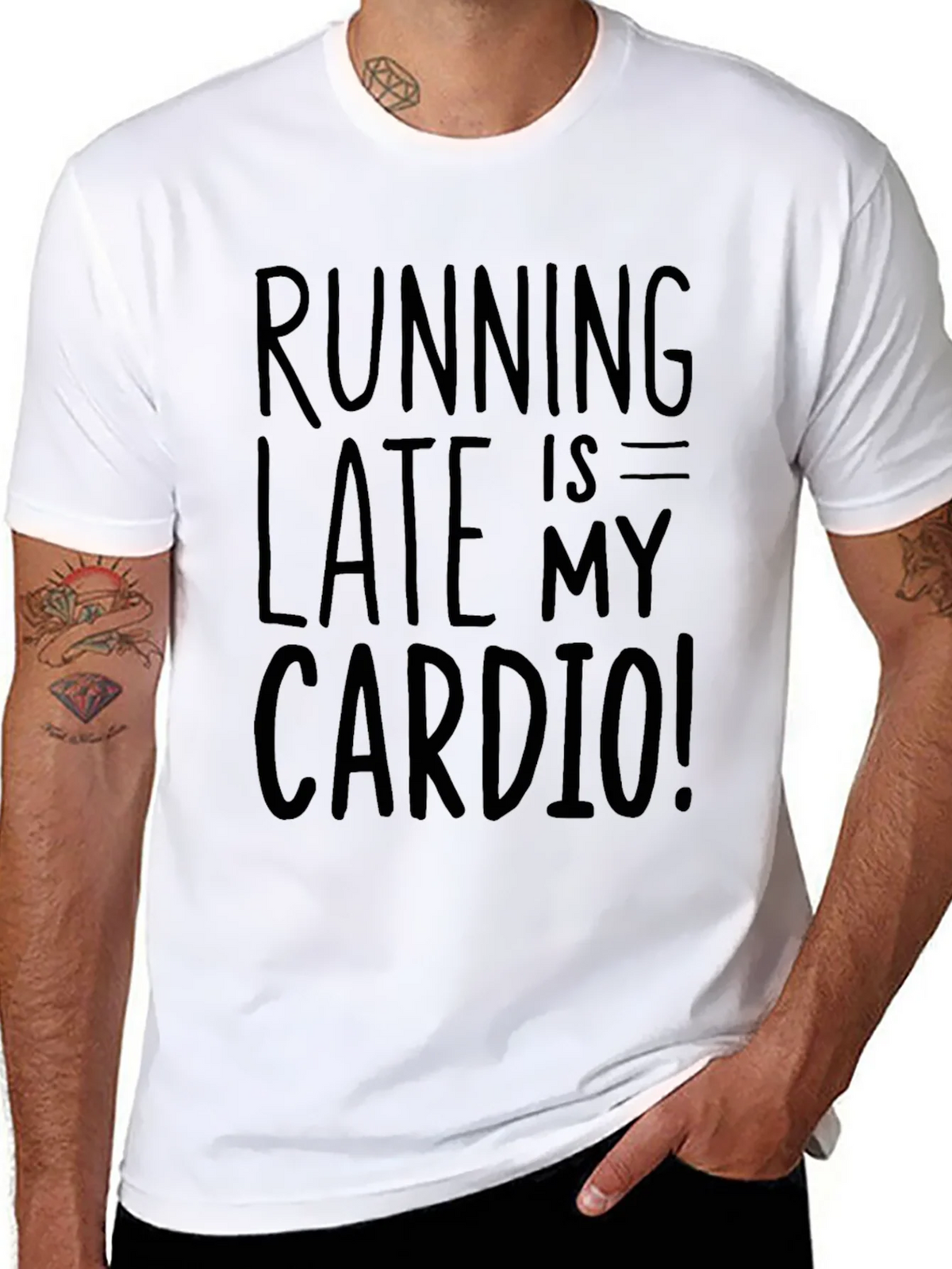 Running Late is My Cardio Black Graphic Tee product image 7