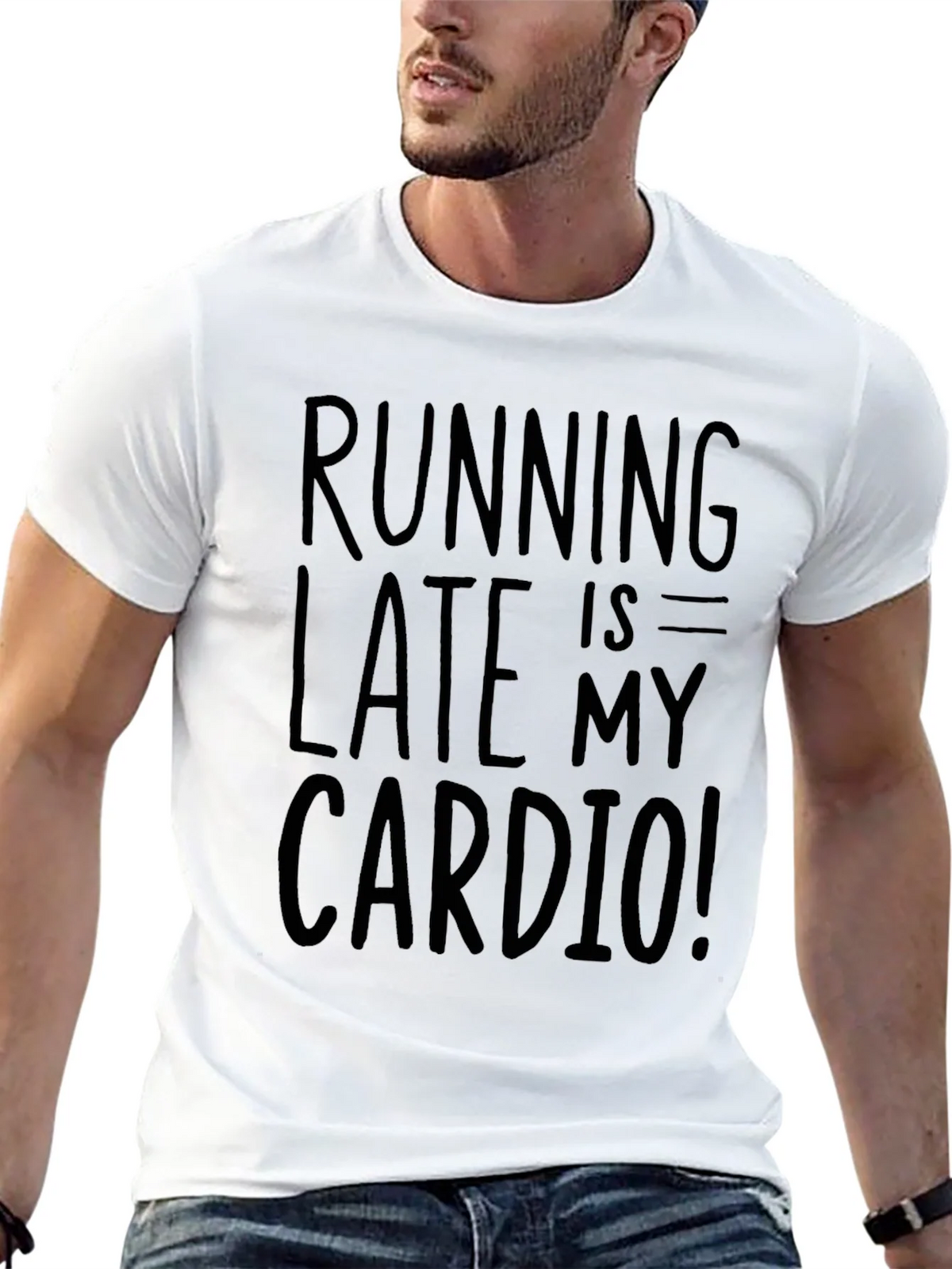 Running Late is My Cardio Black Graphic Tee product image 12
