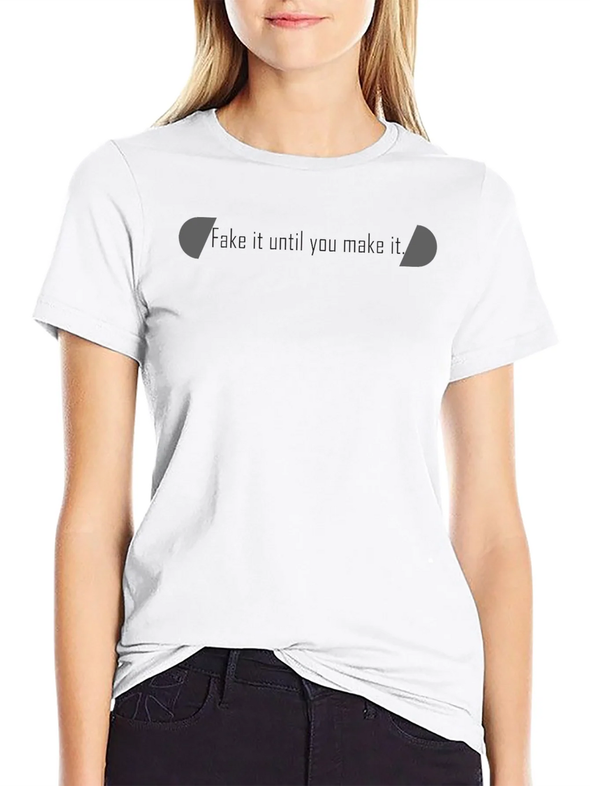 Motivational Black T-Shirt - Fake it Til You Make It product image 8
