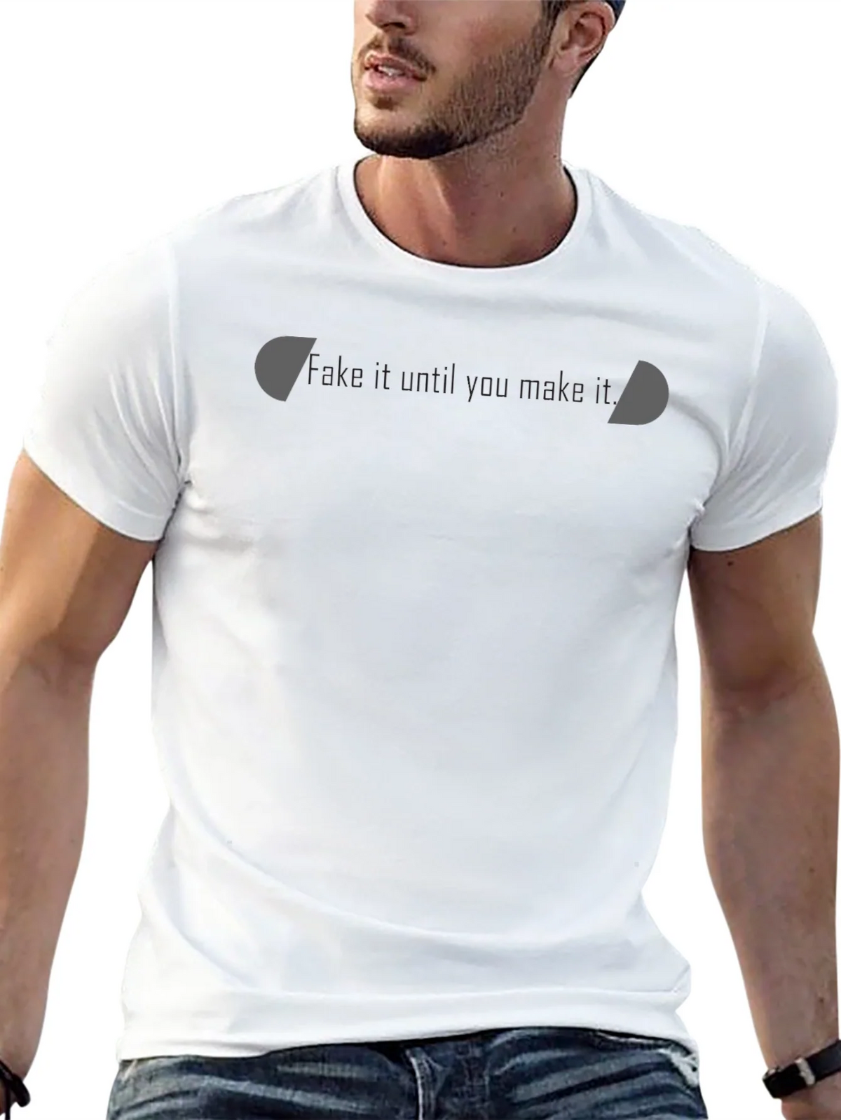 Motivational Black T-Shirt - Fake it Til You Make It product image 12