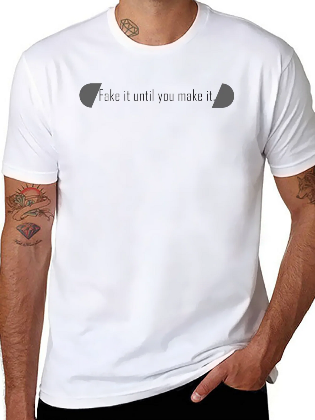 Motivational Black T-Shirt - Fake it Til You Make It product image 7