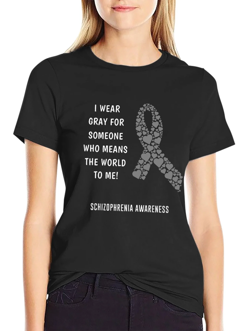 Schizophrenia Awareness Gray Ribbon T-Shirt product image 2