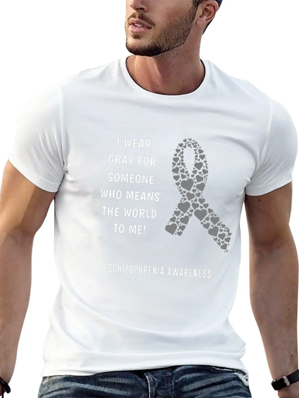 Schizophrenia Awareness Gray Ribbon T-Shirt product image 12