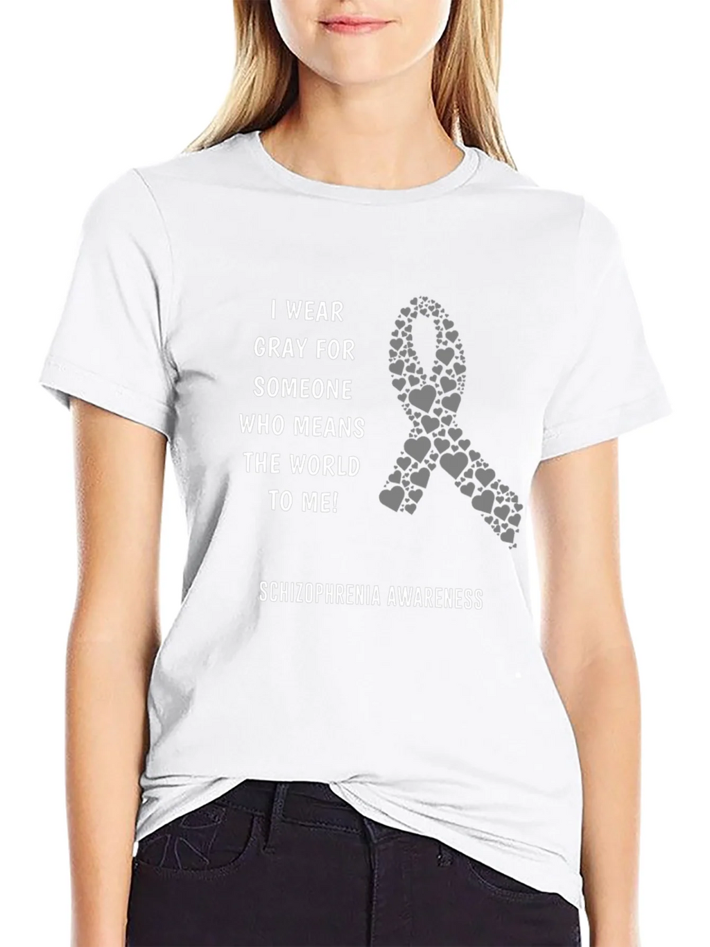 Schizophrenia Awareness Gray Ribbon T-Shirt product image 8