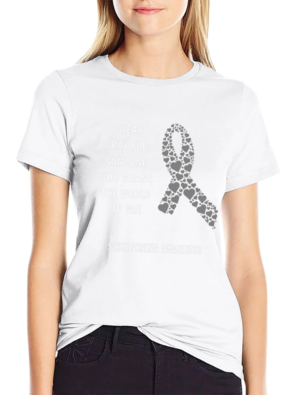 Schizophrenia Awareness Gray Ribbon T-Shirt product image 8