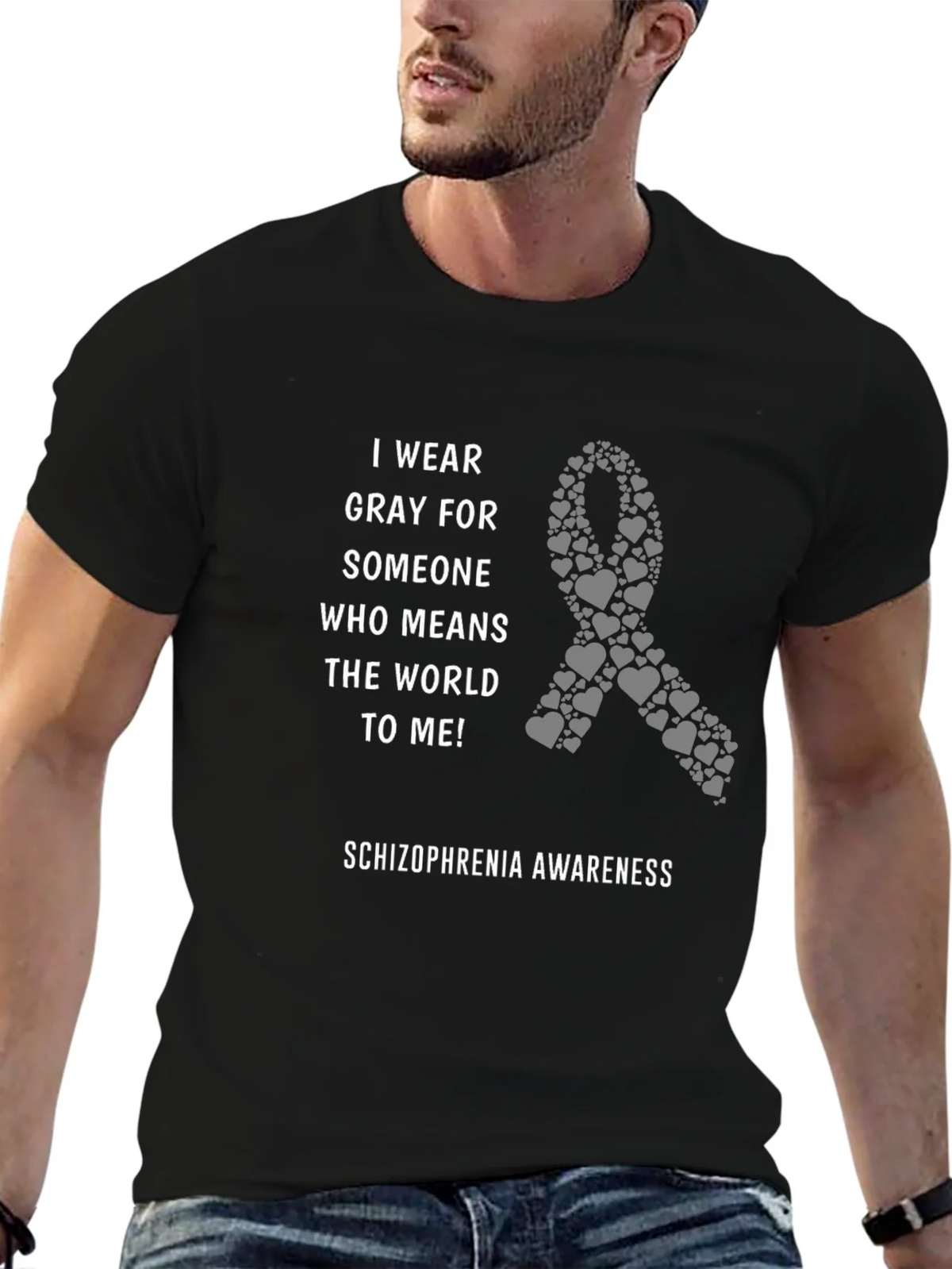 Schizophrenia Awareness Gray Ribbon T-Shirt product image 6