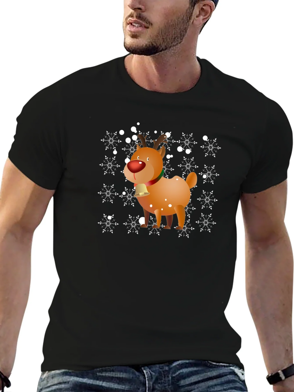 Christmas Reindeer Snowflake Graphic T-Shirt product image 6