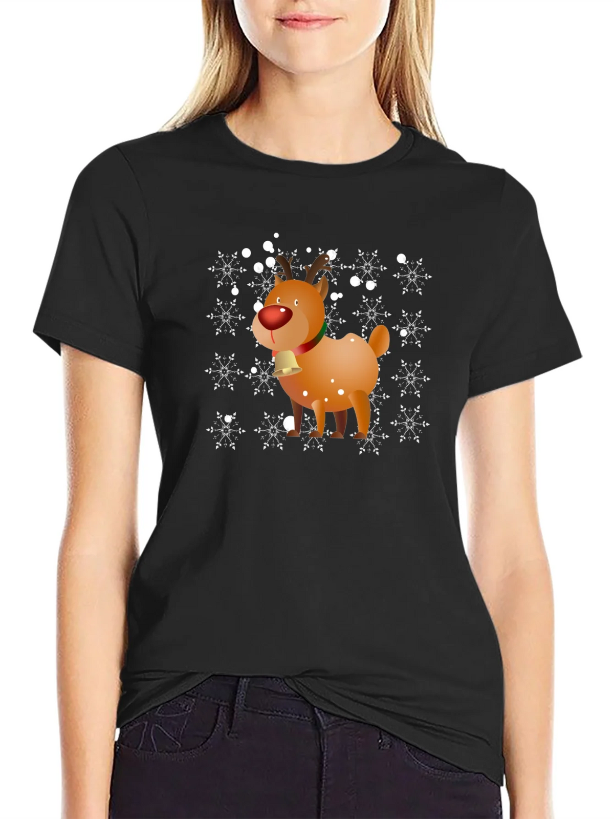 Christmas Reindeer Snowflake Graphic T-Shirt product image 2