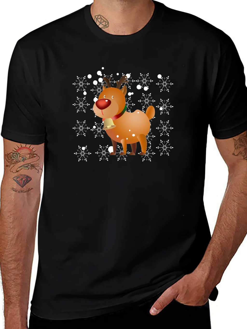 Christmas Reindeer Snowflake Graphic T-Shirt product image 1