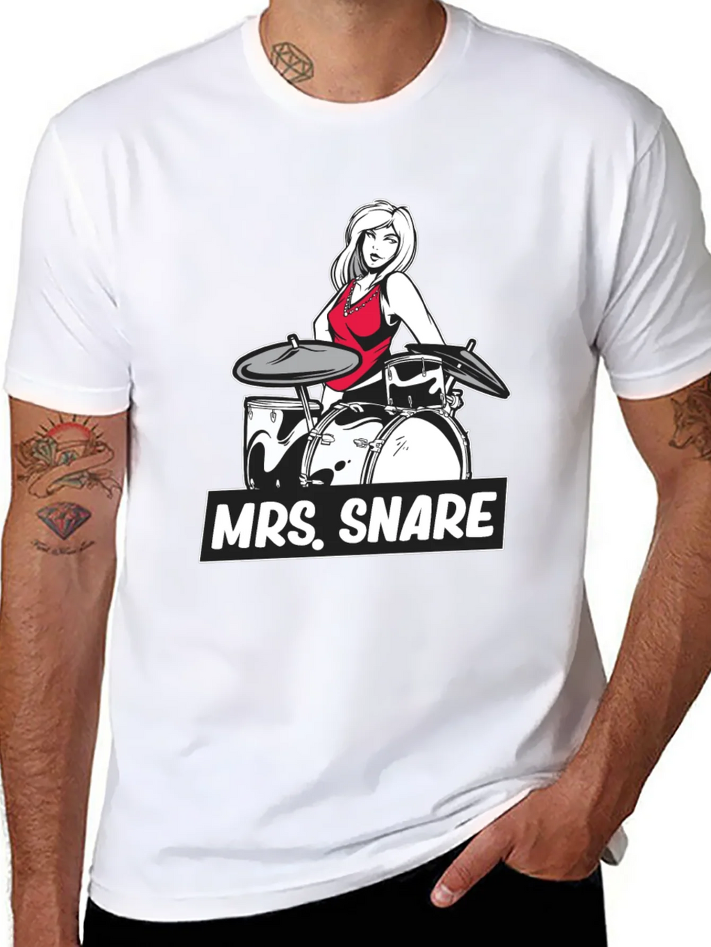 Mrs. Snare Drummer Graphic Tee - Black Cotton T-Shirt product image 7