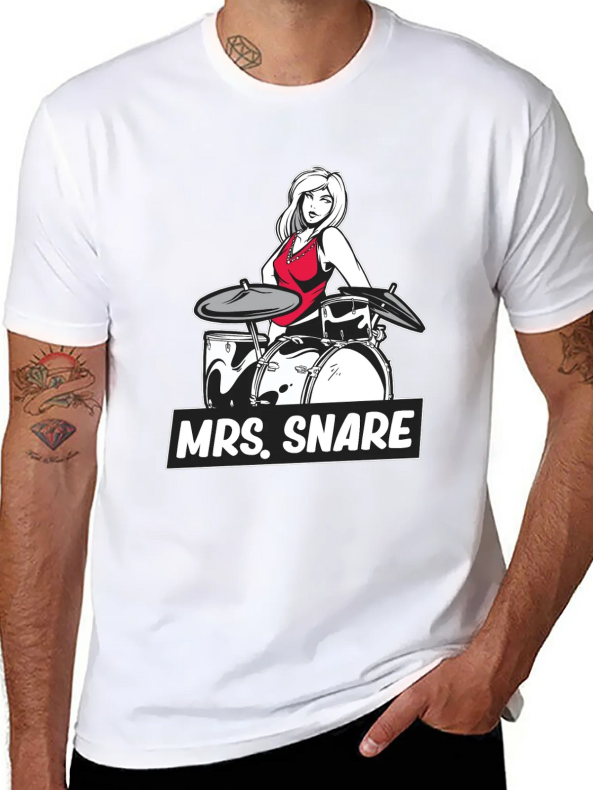 Mrs. Snare Drummer Graphic Tee - Black Cotton T-Shirt product image 7