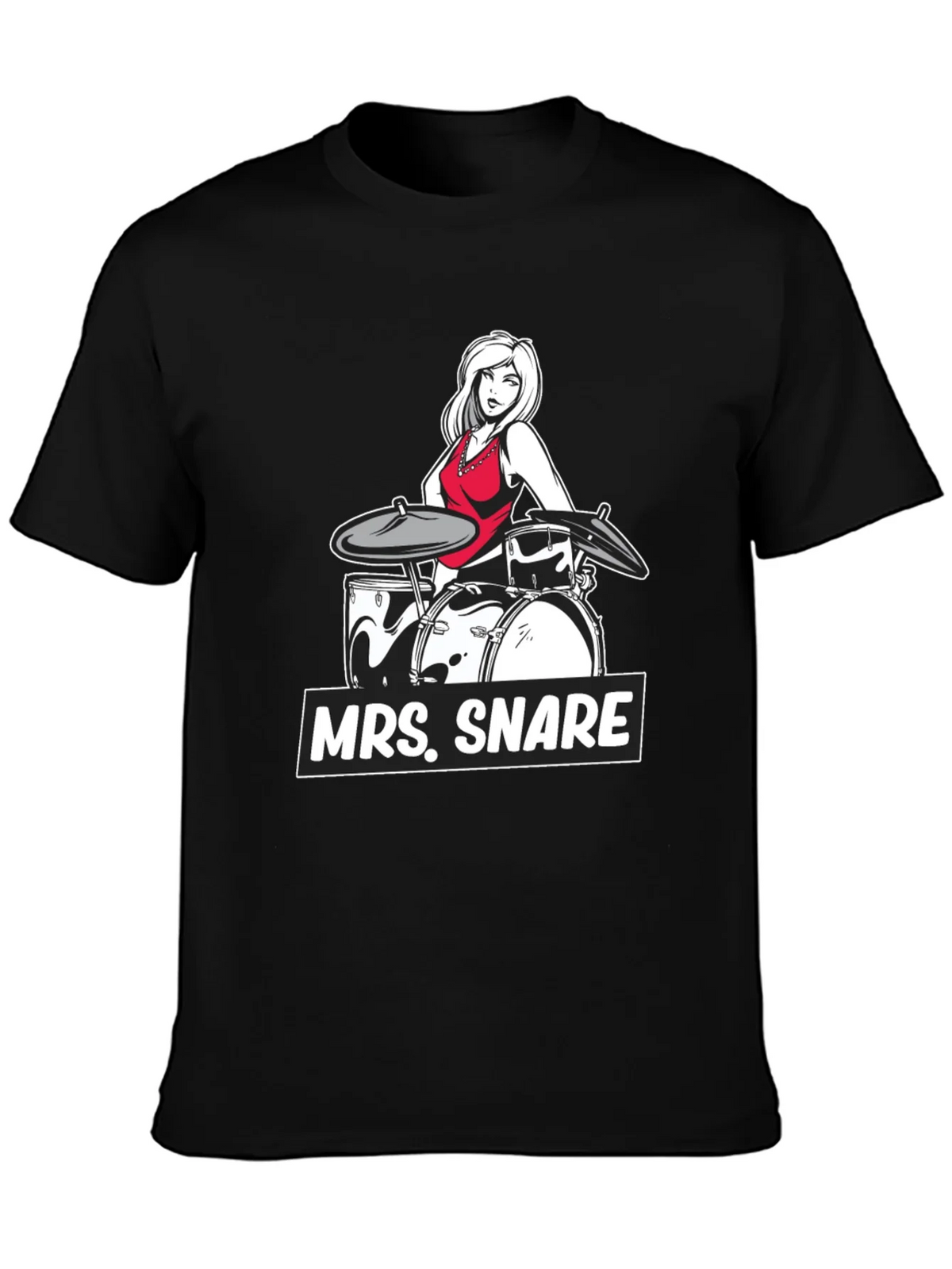 Mrs. Snare Drummer Graphic Tee - Black Cotton T-Shirt product image 3