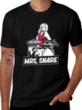 Mrs. Snare Drummer Graphic Tee - Black Cotton T-Shirt product image 1