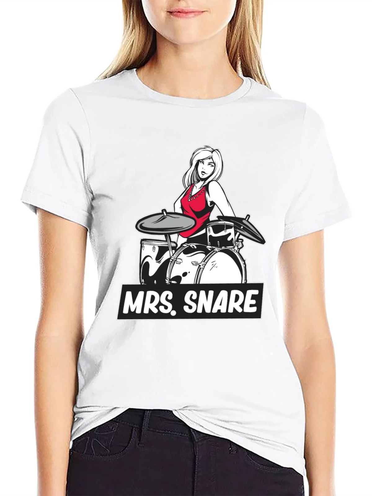 Mrs. Snare Drummer Graphic Tee - Black Cotton T-Shirt product image 8