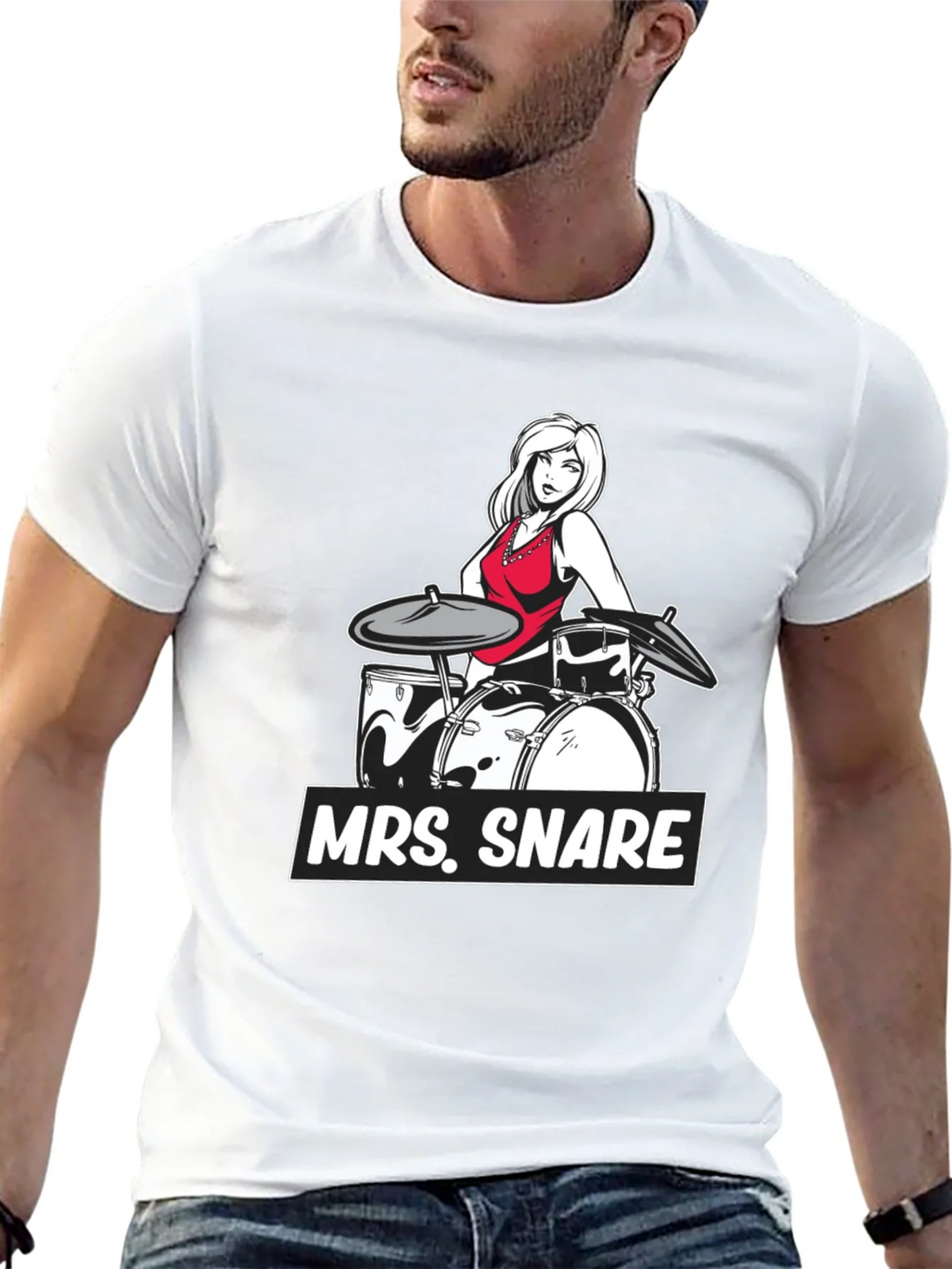 Mrs. Snare Drummer Graphic Tee - Black Cotton T-Shirt product image 12