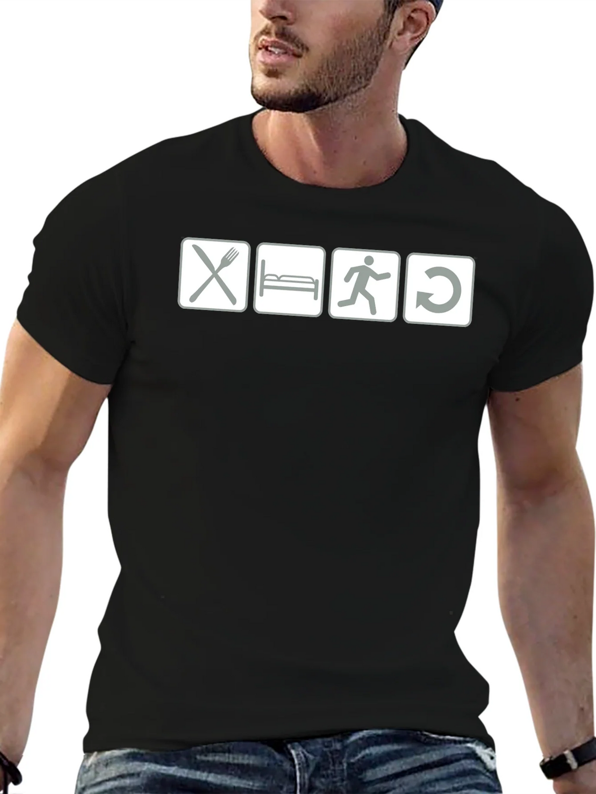 Eat Sleep Run Repeat - Black Graphic T-Shirt product image 6