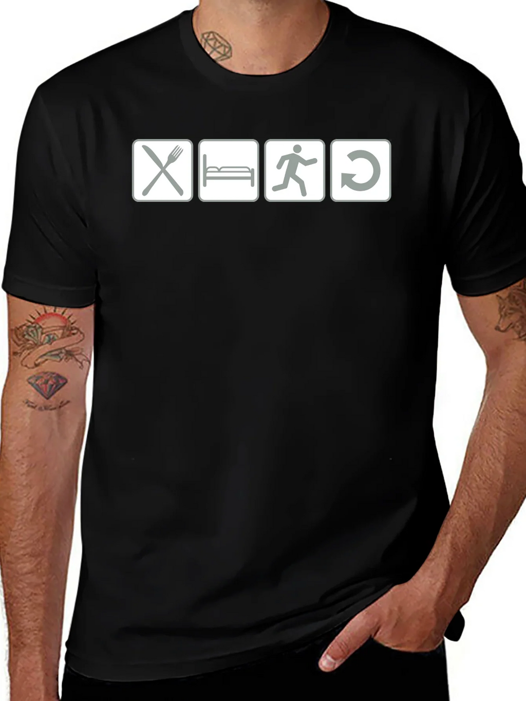 Eat Sleep Run Repeat - Black Graphic T-Shirt product image 1