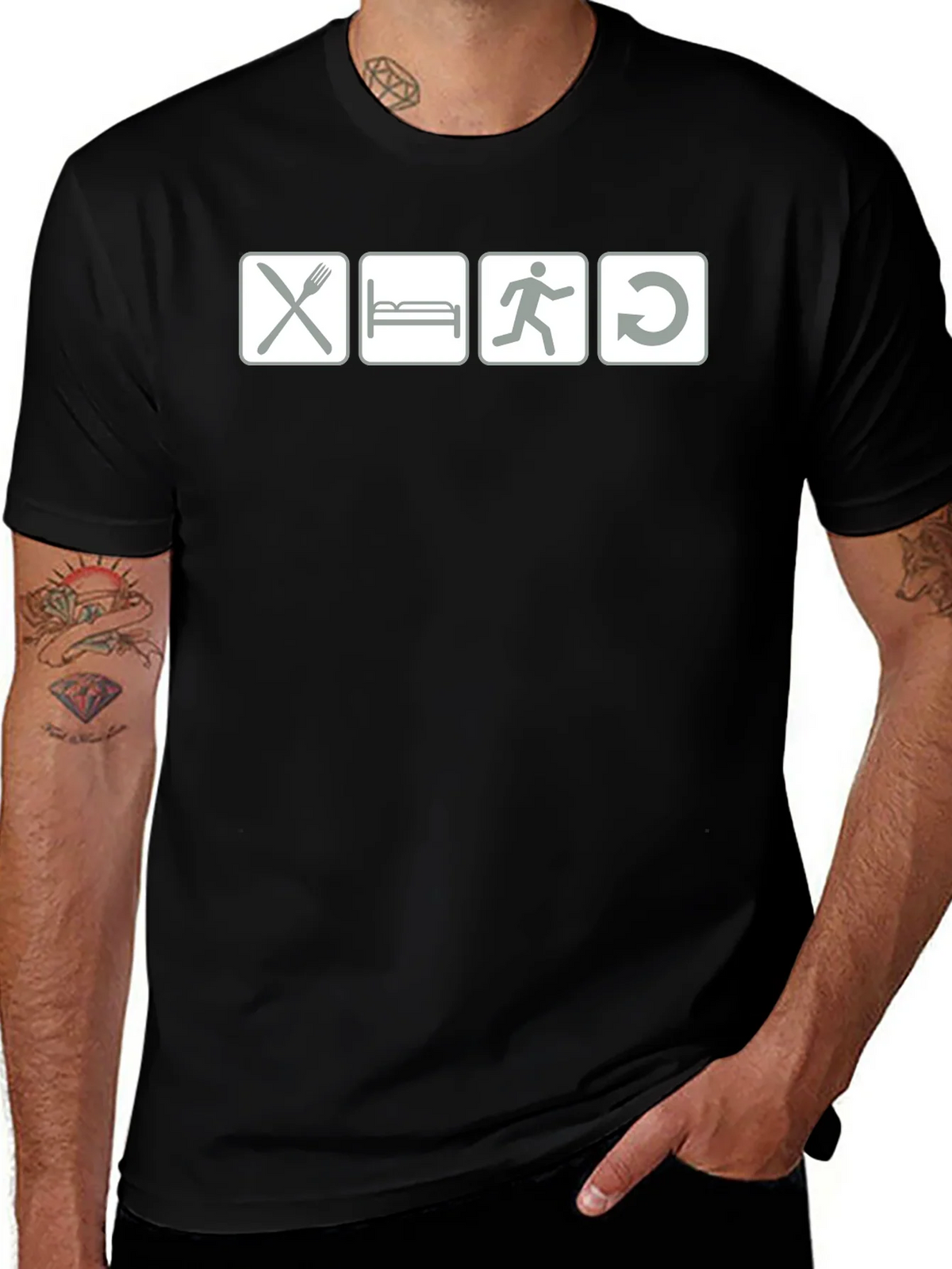 Eat Sleep Run Repeat - Black Graphic T-Shirt product image 1