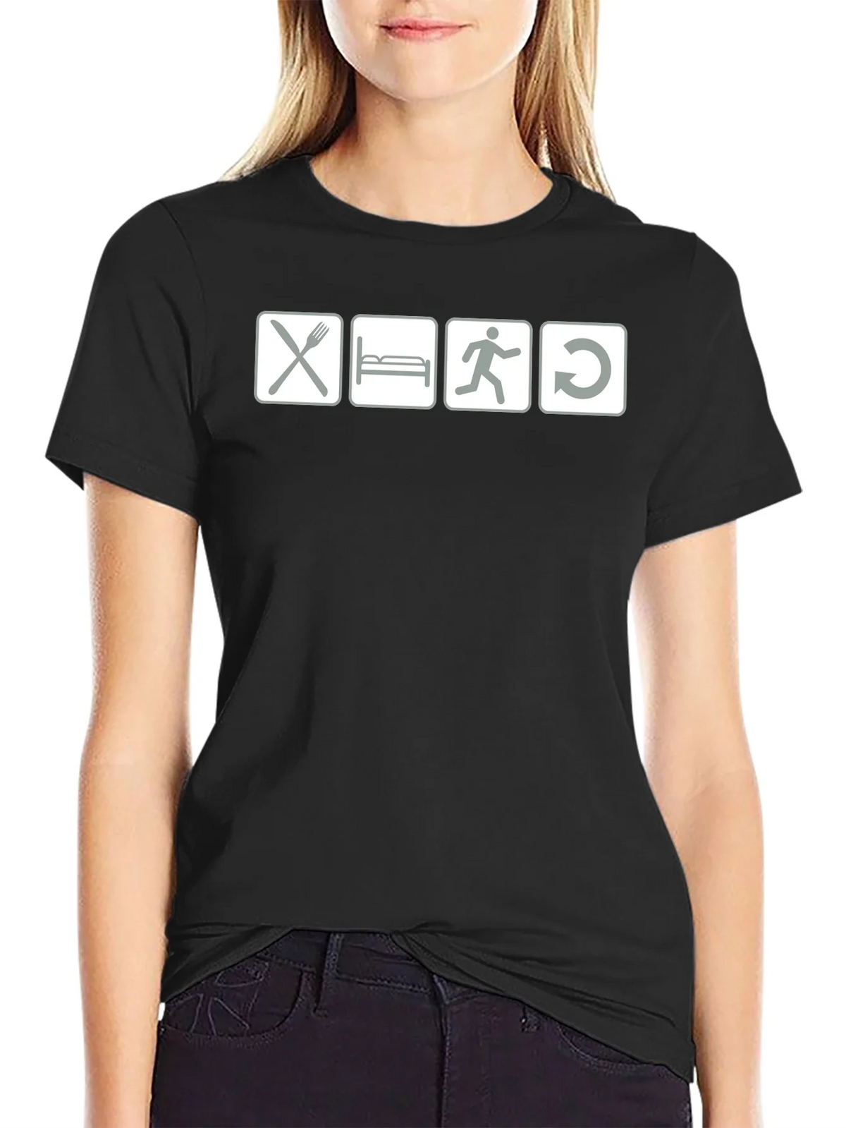 Eat Sleep Run Repeat - Black Graphic T-Shirt product image 2