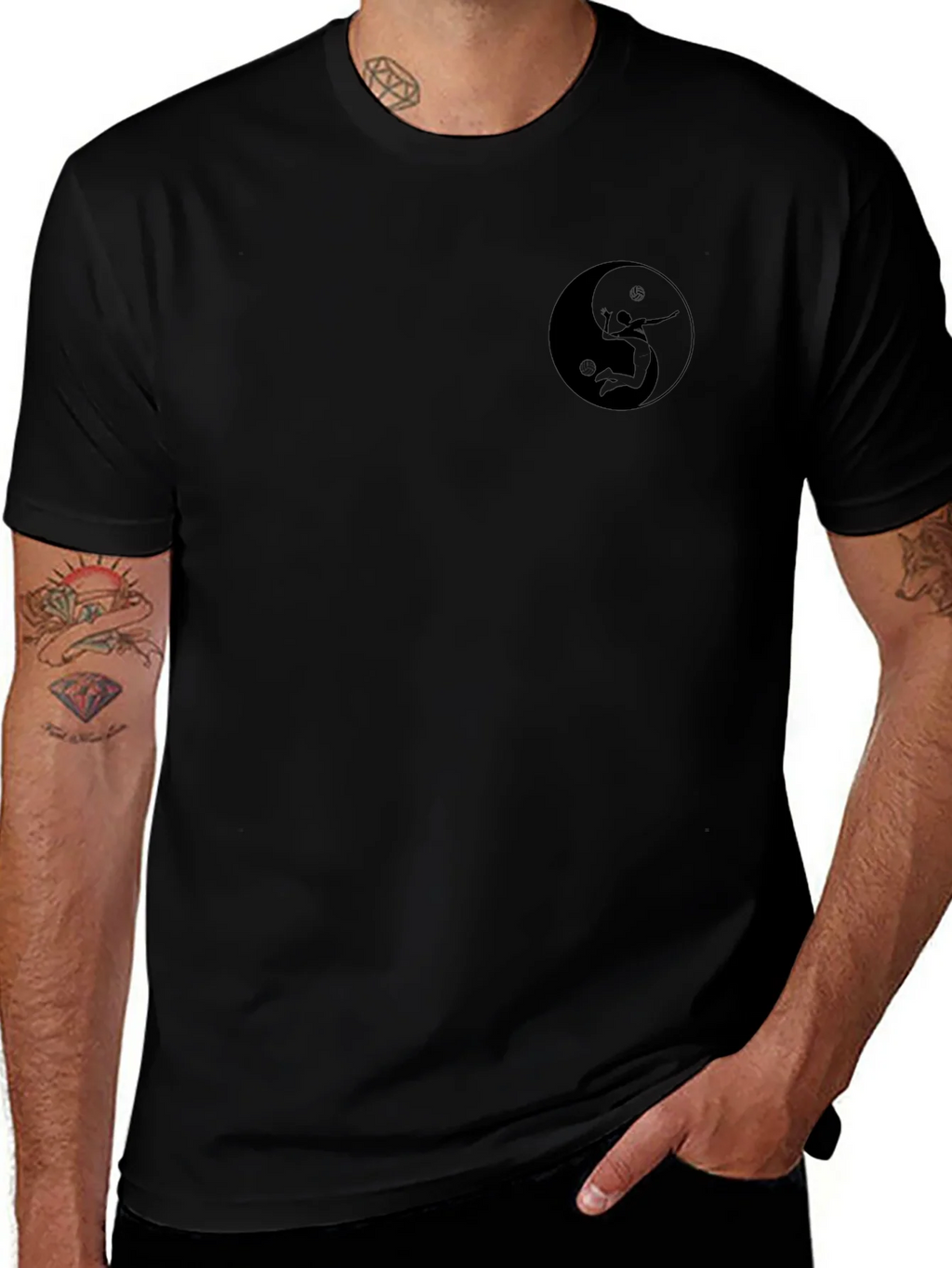 Yin Yang Volleyball Player Black T-Shirt product image 1