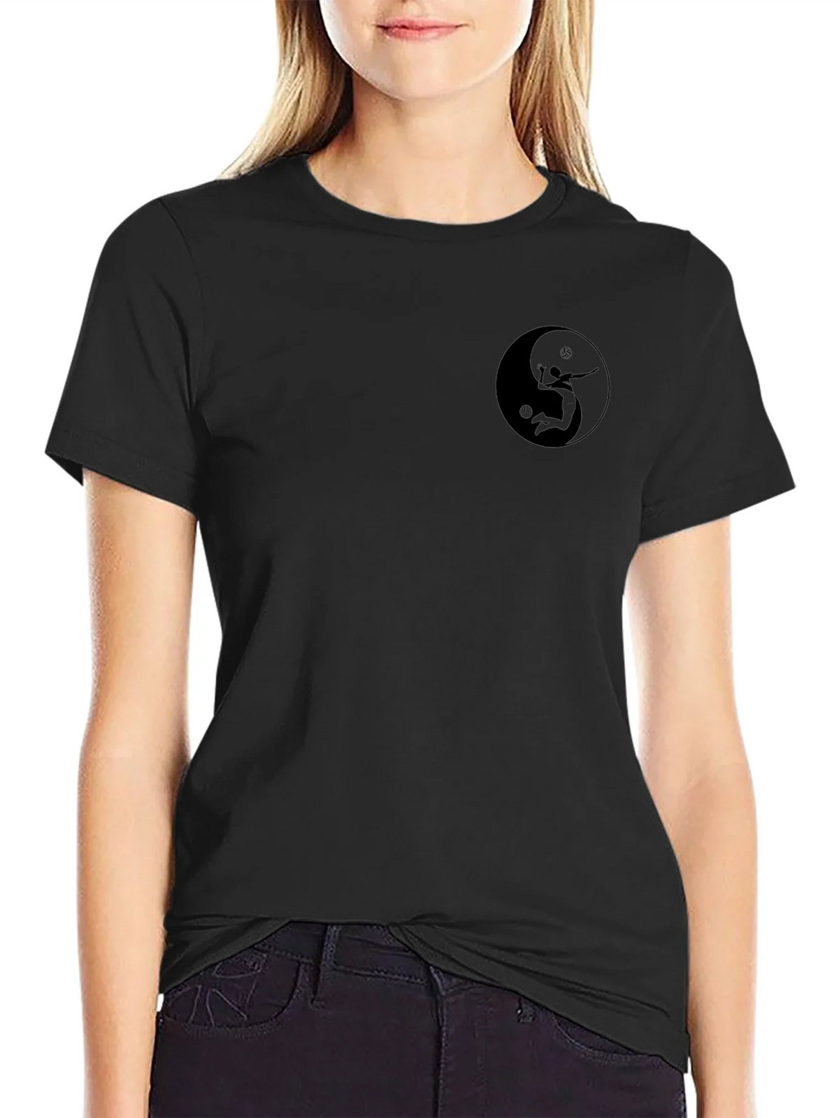 Yin Yang Volleyball Player Black T-Shirt product image 2