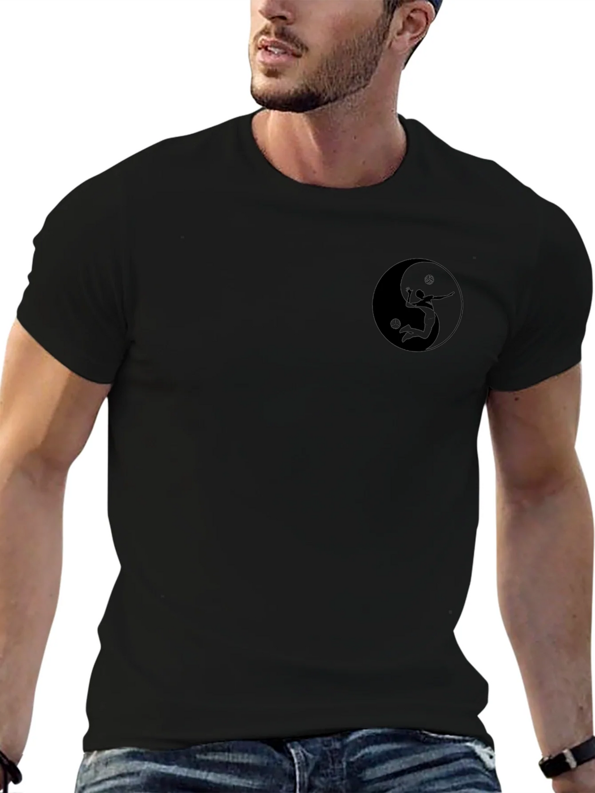 Yin Yang Volleyball Player Black T-Shirt product image 6