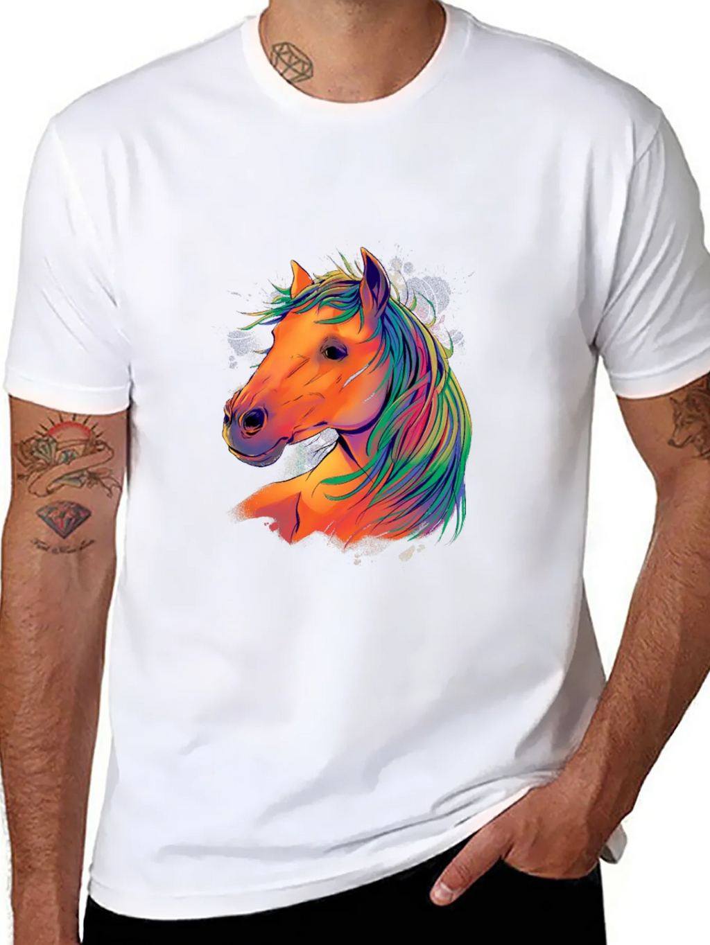 Colorful Horse Graphic T-Shirt - Black product image 7